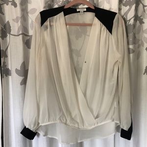 Like New White & Black Sheer Shirt